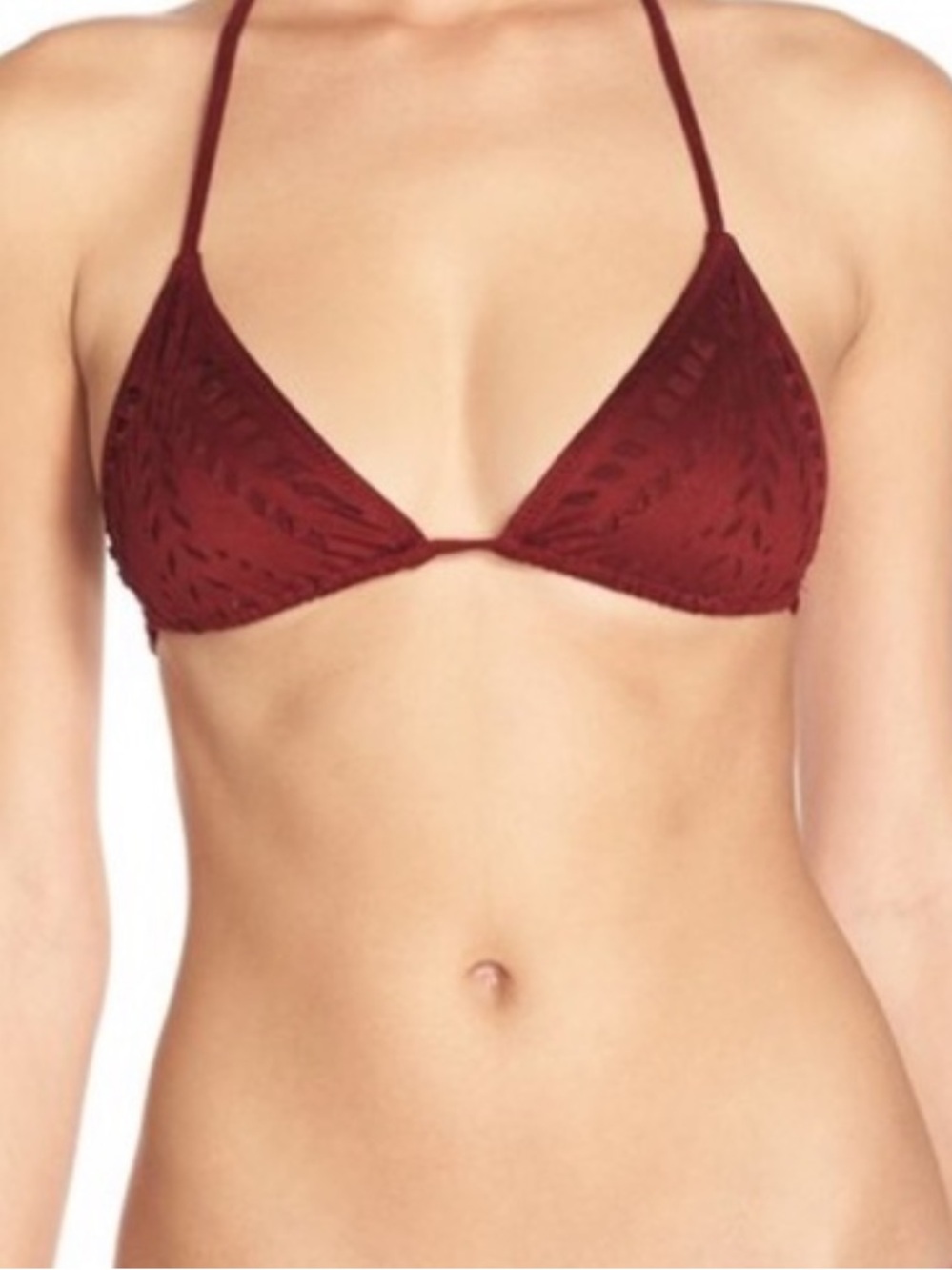 Ale by Alessandra Faux Suede Laser Cut Out Bikini Top M